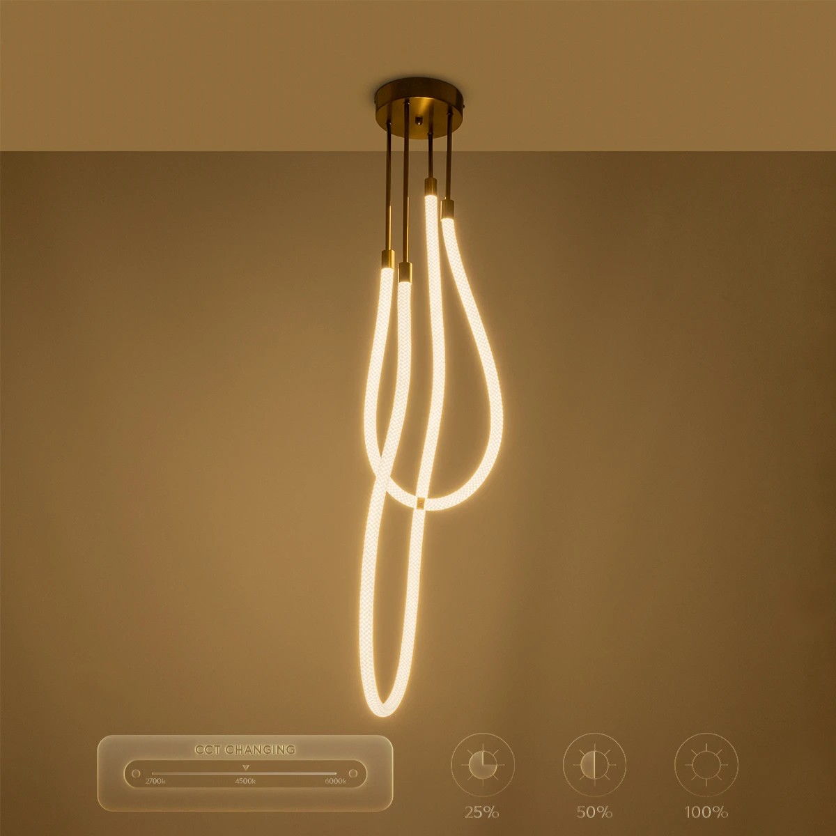 kelvo® GLOW KLV-101-0153 Φωτιστικό Οροφής LED 42W 4200lm 360° AC 220-240V IP20 Ρυθμιζόμενο Λευκό CCT με Χειριστήριο από 2700K έως 6000K Dimmable - Lumileds SMD Chip - Χρυσό Πλατίνα - Μ50 x Π50 x Υ70cm - 3 Χρόνια Εγγύηση - Image 16