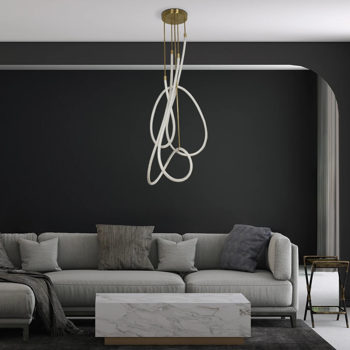 Alternative view of kelvo® GLOW KLV-101-0154 Φωτιστικό Οροφής LED 85W 8500lm 360° AC 220-240V IP20 Ρυθμιζόμενο Λευκό CCT με Χειριστήριο από 2700K έως 6000K Dimmable - Lumileds SMD Chip - Χρυσό Πλατίνα - Μ100 x Π100 x Υ140cm - 3 Χρόνια Εγγύηση