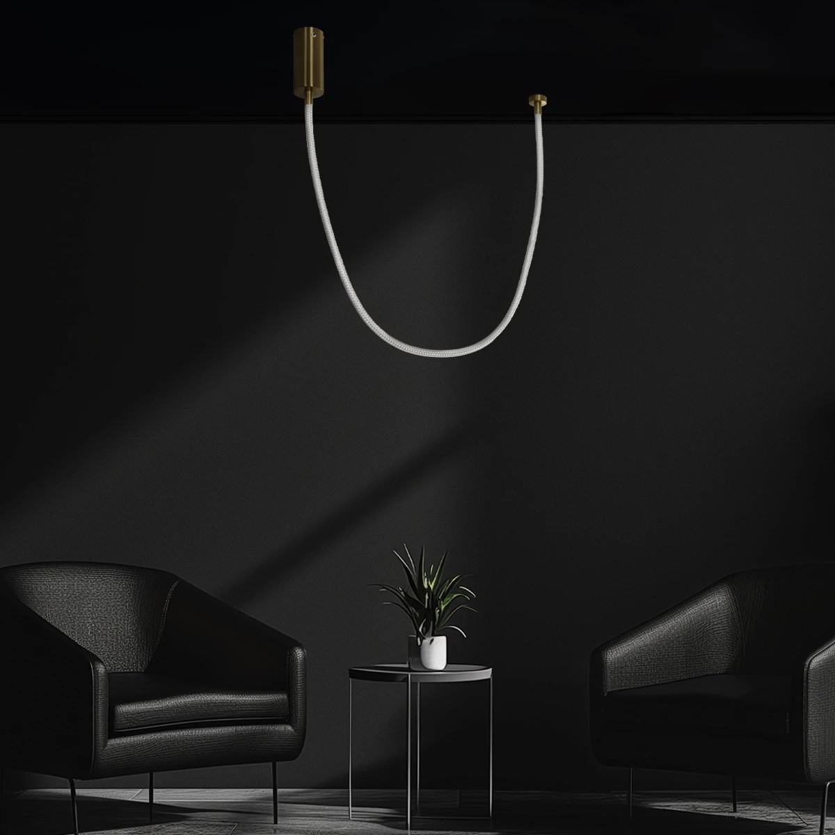 Alternative view of kelvo® GLOW KLV-101-0155 Κρεμαστό Φωτιστικό Οροφής LED 27W 2700lm 360° AC 220-240V IP20 Ρυθμιζόμενο Λευκό CCT με Χειριστήριο από 2700K έως 6000K Dimmable - Lumileds SMD Chip - Χρυσό Πλατίνα - Μ90 x Π9 x Υ95cm - 3 Χρόνια Εγγύηση