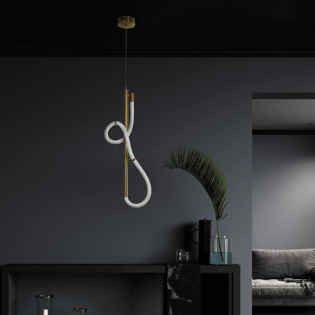 Alternative view of kelvo® GLOW KLV-101-0160 Κρεμαστό Φωτιστικό Οροφής LED 24W 2400lm 360° AC 220-240V IP20 Ρυθμιζόμενο Λευκό CCT με On/Off 2700K/4500K/6000K - Lumileds SMD Chip - Χρυσό Πλατίνα - Μ30 x Π17 x Υ66cm - 3 Χρόνια Εγγύηση