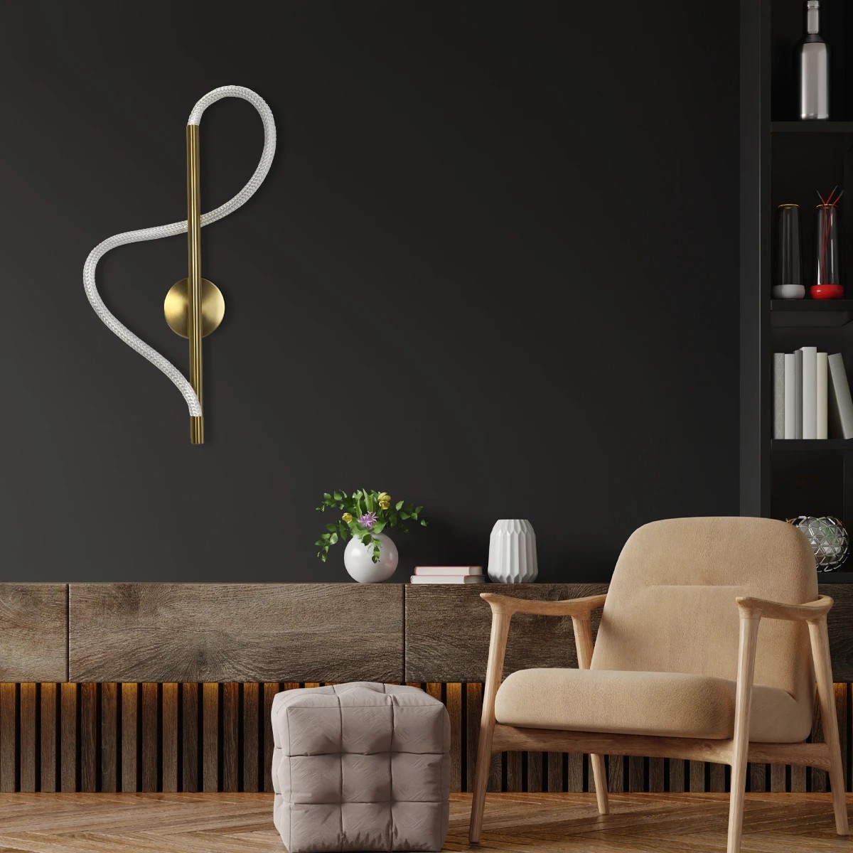 Alternative view of kelvo® GLOW KLV-101-0168 Φωτιστικό Τοίχου / Απλίκα LED 24W 2400lm 360° AC 220-240V IP20 Ρυθμιζόμενο Λευκό CCT με On/Off 2700K/4500K/6000K - Lumileds SMD Chip - Χρυσό Πλατίνα - Μ30 x Π15 x Υ70cm - 3 Χρόνια Εγγύηση