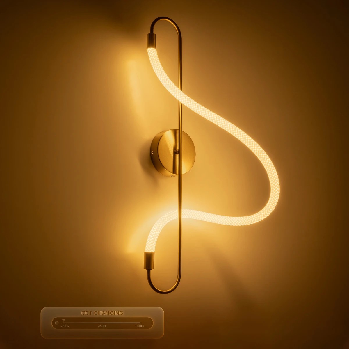 kelvo® GLOW KLV-101-0169 Φωτιστικό Τοίχου / Απλίκα LED 18W 1800lm 360° AC 220-240V IP20 Ρυθμιζόμενο Λευκό CCT με On/Off 2700K/4500K/6000K - Lumileds SMD Chip - Χρυσό Πλατίνα - Μ30 x Π15 x Υ70cm - 3 Χρόνια Εγγύηση - Image 10
