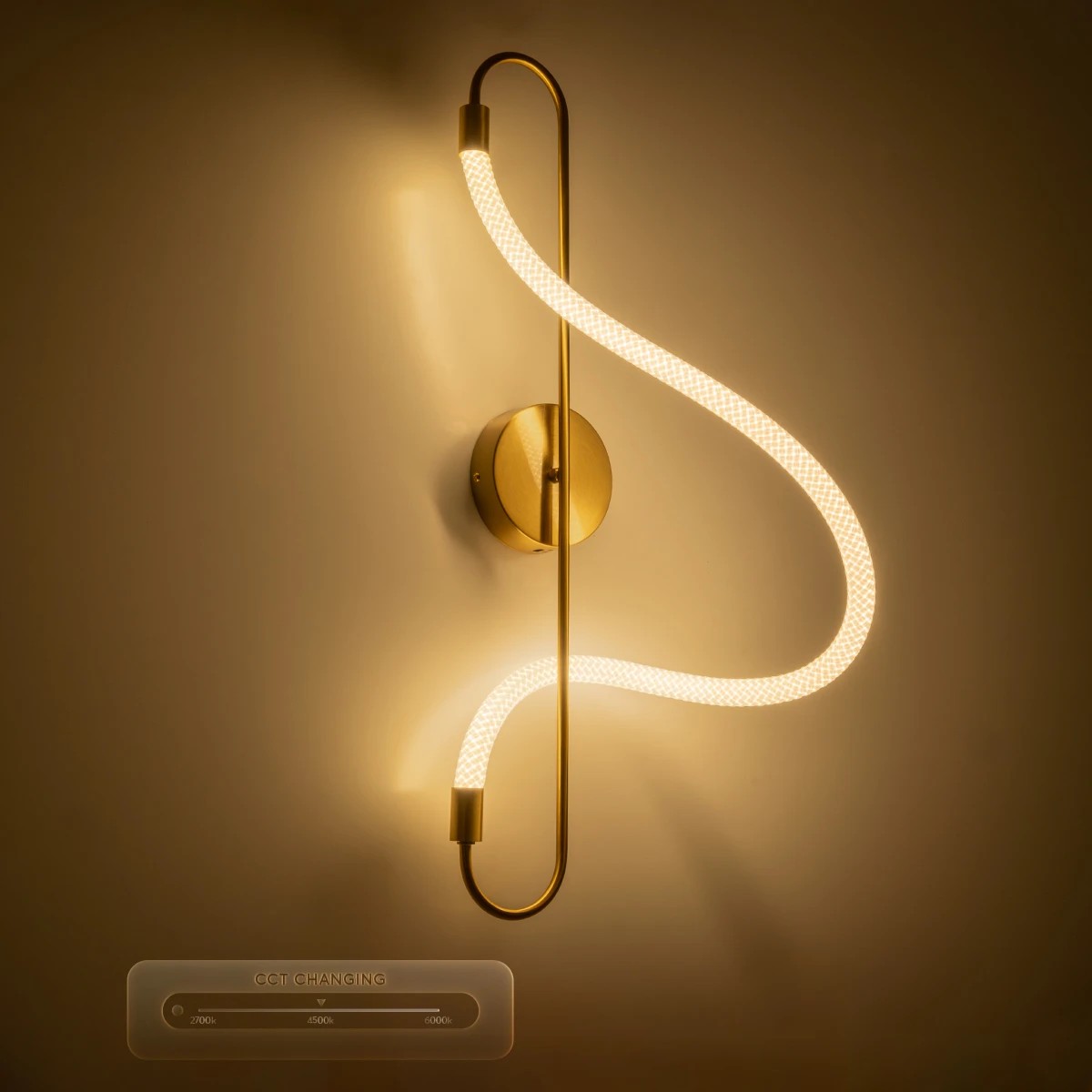 kelvo® GLOW KLV-101-0169 Φωτιστικό Τοίχου / Απλίκα LED 18W 1800lm 360° AC 220-240V IP20 Ρυθμιζόμενο Λευκό CCT με On/Off 2700K/4500K/6000K - Lumileds SMD Chip - Χρυσό Πλατίνα - Μ30 x Π15 x Υ70cm - 3 Χρόνια Εγγύηση - Image 11
