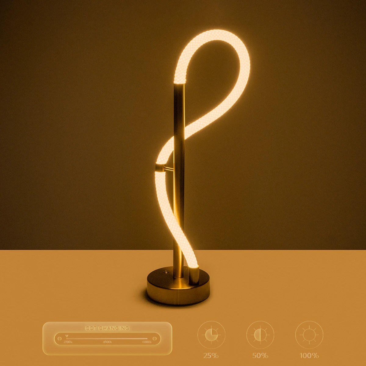 kelvo® GLOW KLV-101-0172 Επιτραπέζιο Φωτιστικό Πορτατίφ LED 18W 1800lm 360° AC 220-240V IP20 Ρυθμιζόμενο Λευκό CCT με Αφή 2700K/4500K/6000K Dimmable - Lumileds SMD Chip - Χρυσό Πλατίνα - Μ30 x Π30 x Υ60cm - 3 Χρόνια Εγγύηση - Image 15
