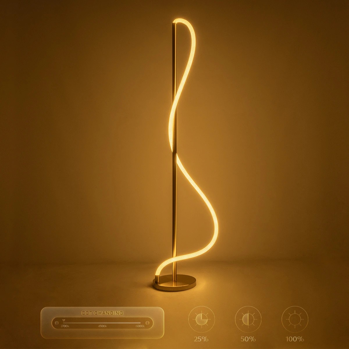 kelvo® GLOW KLV-101-0173 Επιδαπέδιο Φωτιστικό LED 30W 3000lm 360° AC 220-240V IP20 Ρυθμιζόμενο Λευκό CCT με Αφή 2700K/4500K/6000K Dimmable - Lumileds SMD Chip - Χρυσό Πλατίνα - Μ45 x Π45 x Υ160cm - 3 Χρόνια Εγγύηση - Image 13