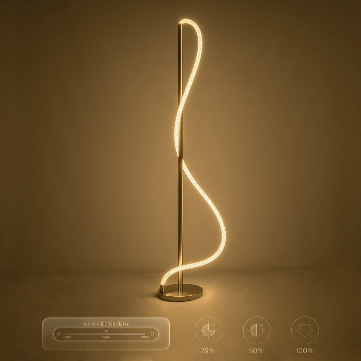 kelvo® GLOW KLV-101-0173 Επιδαπέδιο Φωτιστικό LED 30W 3000lm 360° AC 220-240V IP20 Ρυθμιζόμενο Λευκό CCT με Αφή 2700K/4500K/6000K Dimmable - Lumileds SMD Chip - Χρυσό Πλατίνα - Μ45 x Π45 x Υ160cm - 3 Χρόνια Εγγύηση - Image 14