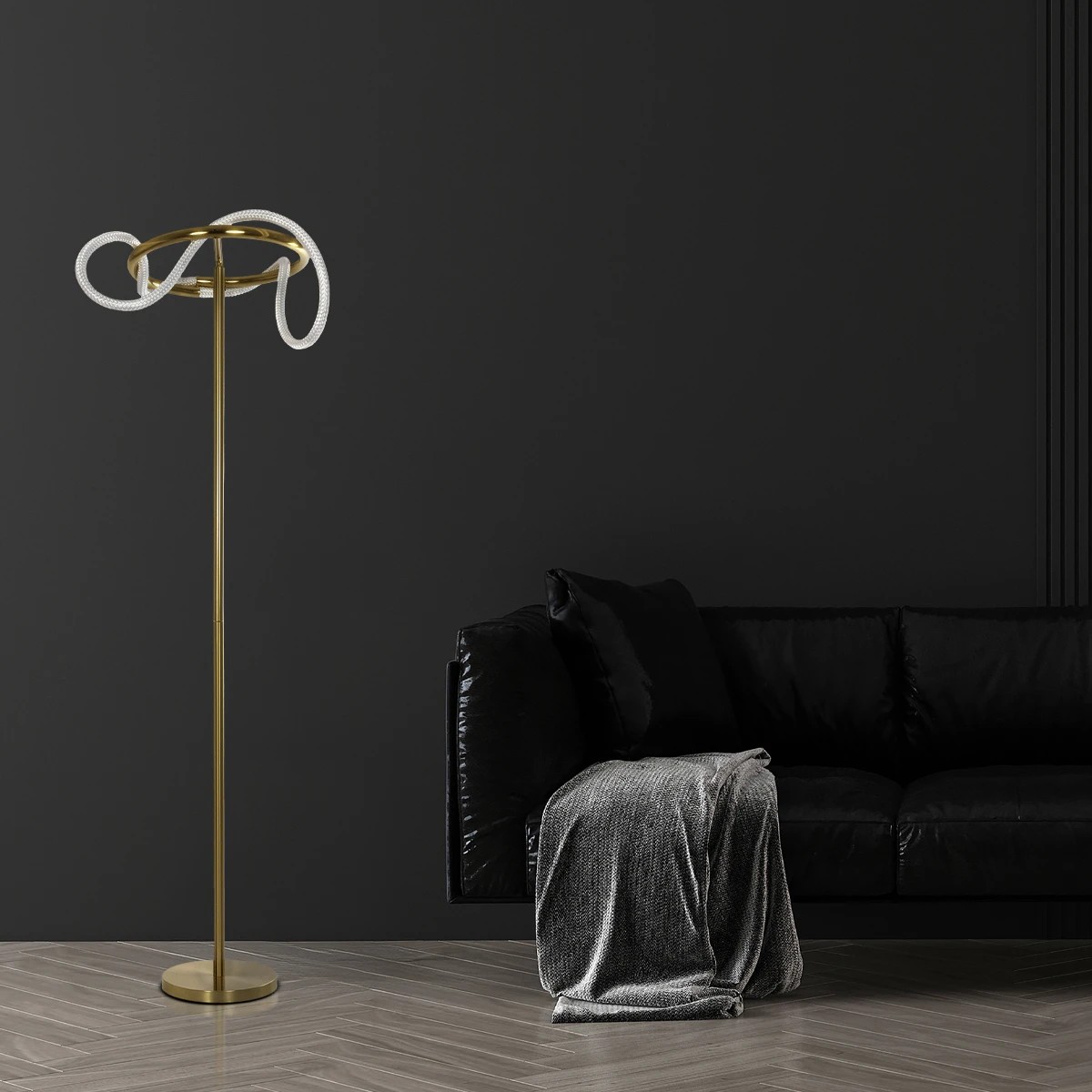 Alternative view of kelvo® GLOW KLV-101-0174 Επιδαπέδιο Φωτιστικό LED 30W 3000lm 360° AC 220-240V IP20 Ρυθμιζόμενο Λευκό CCT με Αφή 2700K/4500K/6000K Dimmable - Lumileds SMD Chip - Χρυσό Πλατίνα - Μ45 x Π45 x Υ160cm - 3 Χρόνια Εγγύηση