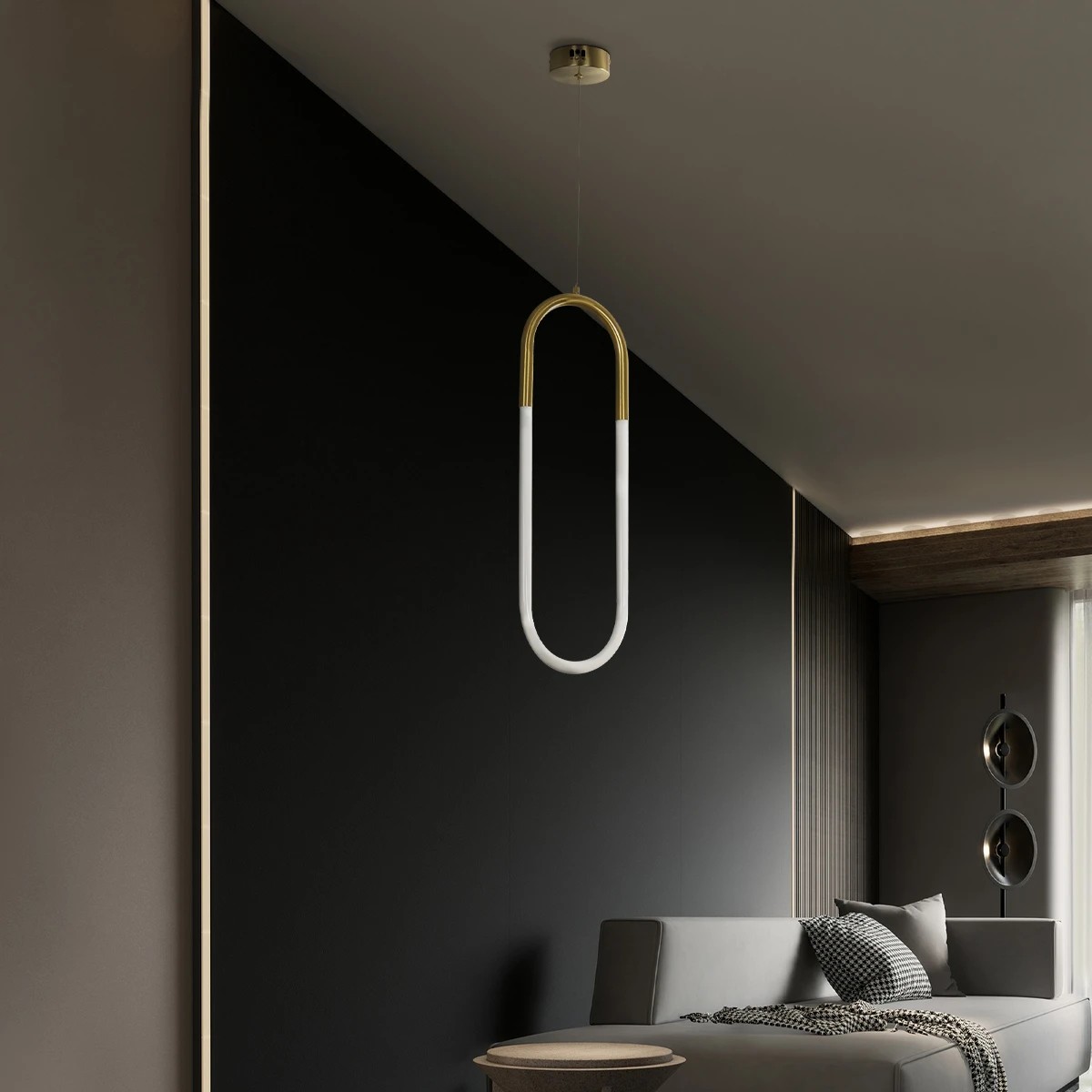 Alternative view of kelvo® GLOW KLV-101-0176 Κρεμαστό Φωτιστικό Οροφής LED 18W 1800lm 360° AC 220-240V IP20 Ρυθμιζόμενο Λευκό CCT με On/Off 2700K/4500K/6000K - Lumileds SMD Chip - Χρυσό Πλατίνα - Μ20 x Π2.5 x Υ60cm - 3 Χρόνια Εγγύηση