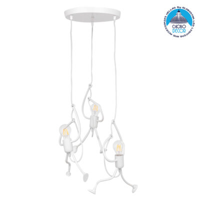LEDTM® LITTLE MAN 01654 Μοντέρνο Κρεμαστό Φωτιστικό Οροφής με Ντουί 3 x E27 AC 220-240V IP20 - Λευκό - Μ45 x Π45 x Υ40cm