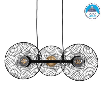 LEDTM® VERONA 00586 Μοντέρνο Κρεμαστό Φωτιστικό Οροφής με Ντουί 3 x E27 AC 220-240V IP20 - Μαύρο & Χρυσό - Μ50 x Π28 x Υ20cm