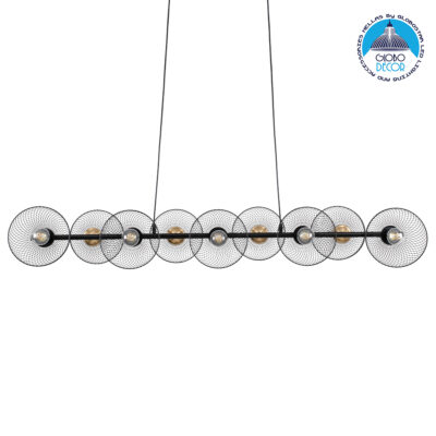 LEDTM® VERONA 00588 Μοντέρνο Κρεμαστό Φωτιστικό Οροφής με Ντουί 9 x E27 AC 220-240V IP20 - Μαύρο & Χρυσό - Μ140 x Π28 x Υ20cm