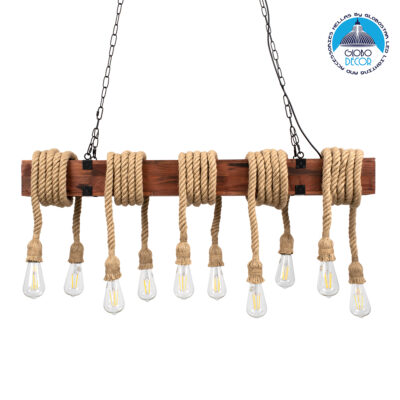 LEDTM® VIKING 00607 Vintage Κρεμαστό Φωτιστικό Οροφής με Ντουί 10 x E27 AC 220-240V IP20 - Καφε & Μπεζ - Μ108 x Π11 x Υ220cm