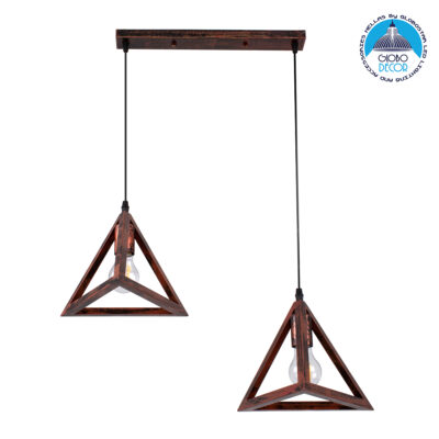 LEDTM® TRIANGLE 00613 Μοντέρνο Κρεμαστό Φωτιστικό Οροφής με Ντουί 2 x E27 AC 220-240V IP20 - Χάλκινο - Μ60 x Π22 x Y130cm