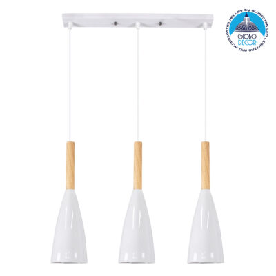 LEDTM® DILLON 00631 Μοντέρνο Κρεμαστό Φωτιστικό Οροφής με Ντουί 3 x E27 AC 220-240V IP20 - Λευκό & Μπεζ - Μ54 x Π14 x Υ130cm