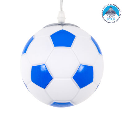 LEDTM® FOOTBALL 00644 Παιδικό Κρεμαστό Φωτιστικό Οροφής με Ντουί 1 x E27 AC 220-240V IP20 - Λευκό & Μπλε - Μ15 x Π15 x Y18cm
