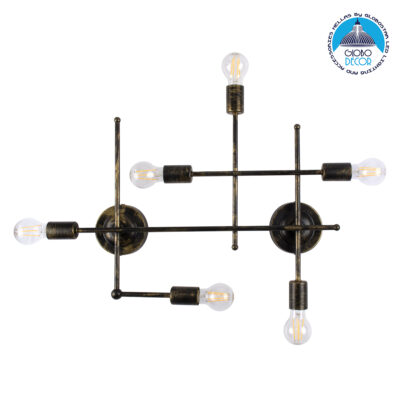 LEDTM® PIPING 00666 Vintage Φωτιστικό Τοίχου - Απλίκα με Ντουί 6 x E27 AC 220-240V IP20 - Μπρούτζινο - Μ66 x Π9.5 x Υ49cm