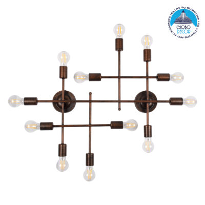 LEDTM® PIPING 00668 Vintage Φωτιστικό Τοίχου - Απλίκα με Ντουί 12 x E27 AC 220-240V IP20 - Χάλκινο - Μ78.5 x Π9.5 x Υ64cm