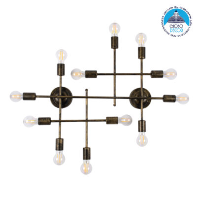 LEDTM® PIPING 00669 Vintage Φωτιστικό Τοίχου - Απλίκα με Ντουί 12 x E27 AC 220-240V IP20 - Μπρούτζινο - Μ78.5 x Π9.5 x Υ64cm