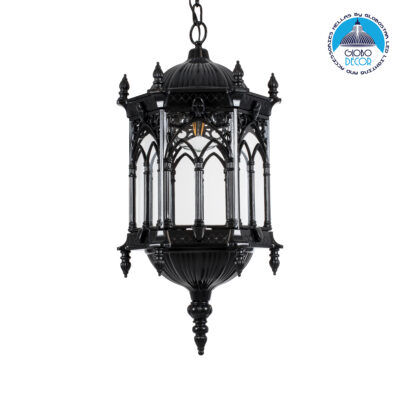 LEDTM® DARCY 00672 Vintage Κρεμαστό Φωτιστικό Οροφής με Ντουί 1 x E27 AC 220-240V IP20 - Μαύρο & Διάφανο - Μ35 x Π35 x Υ61cm