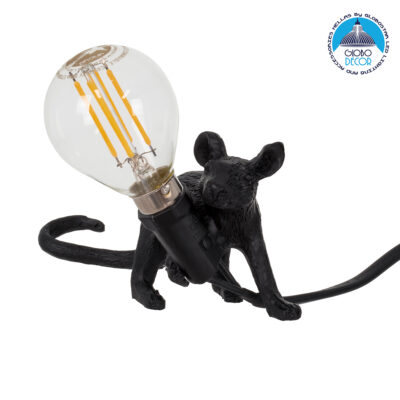 LEDTM® MOUSE 00675 Vintage Επιτραπέζιο Φωτιστικό Πορτατίφ με Ντουί 1 x E12 AC 220-240V IP20 - Μαύρο - Μ13 x Π4 x Υ7cm