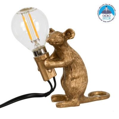 LEDTM® MOUSE 00680 Vintage Επιτραπέζιο Φωτιστικό Πορτατίφ με Ντουί 1 x E12 AC 220-240V IP20 - Χρυσό - Μ12 x Π4 x Υ10cm