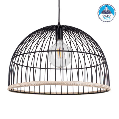 LEDTM® NEVIS 00681 Μοντέρνο Κρεμαστό Φωτιστικό Οροφής με Ντουί 1 x E27 AC 220-240V IP20 - Μαύρο & Μπεζ - Μ49 x Π49 x Υ34.5cm