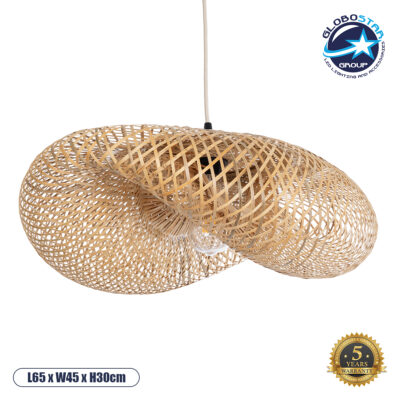 LEDTM® MEXICO 00719 Boho Κρεμαστό Φωτιστικό Οροφής με Ντουί 1 x E27 AC 220-240V IP20 - Μπεζ - Μ65 x Π46 x Υ30cm