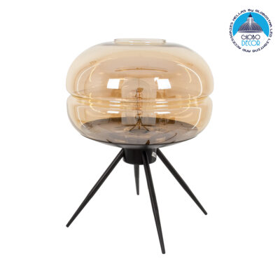 LEDTM® JAVAN 00737 Μοντέρνο Επιτραπέζιο Φωτιστικό Πορτατίφ με Ντουί 1 x E27 AC 220-240V IP20 - Μελί & Μαύρο - Μ30 x Π30 x Y19cm