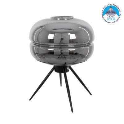 LEDTM® JAVAN 00738 Μοντέρνο Επιτραπέζιο Φωτιστικό Πορτατίφ με Ντουί 1 x E27 AC 220-240V IP20 - Μαύρο Φιμέ & Μαύρο - Μ30 x Π30 x Y19cm