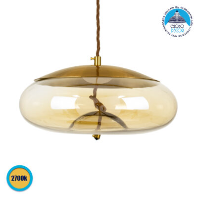 LEDTM® ΑΧΤΟΝ 00750 Μοντέρνο Κρεμαστό Φωτιστικό Οροφής LED 7W 500lm 180° AC 220-240V IP20 Θερμό Λευκό 2700K - Sanan SMD Chip - Μελί & Χρυσό - Μ30 x Π30 x Υ15cm - 2 Χρόνια Εγγύηση