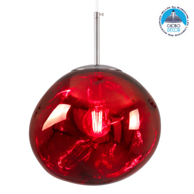 LEDTM® DIXAR 00762 Μοντέρνο Κρεμαστό Φωτιστικό Οροφής με Ντουί 1 x E27 AC 220-240V IP20 - Κόκκινο & Ασημί - Μ28 x Π28 x Υ40cm