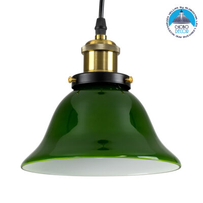 LEDTM® LIBRARY 00768 Vintage Κρεμαστό Φωτιστικό Οροφής με Ντουί 1 x E27 AC 220-240V IP20 - Πράσινο & Χρυσό - Μ18 x Π18 x Υ18cm