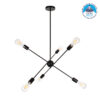 LEDTM® ZANE 00784 Μοντέρνο Φωτιστικό Οροφής με Ντουί 6 x E27 AC 220-240V IP20 - Μαύρο - Μ70 x Π70 x Υ100cm