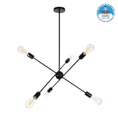 LEDTM® ZANE 00784 Μοντέρνο Φωτιστικό Οροφής με Ντουί 6 x E27 AC 220-240V IP20 - Μαύρο - Μ70 x Π70 x Υ100cm