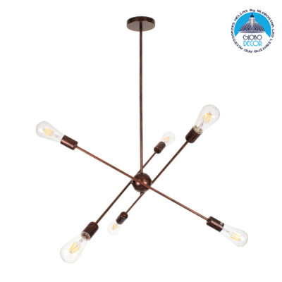 LEDTM® ZANE 00785 Μοντέρνο Φωτιστικό Οροφής με Ντουί 6 x E27 AC 220-240V IP20 - Χάλκινο - Μ70 x Π70 x Υ100cm