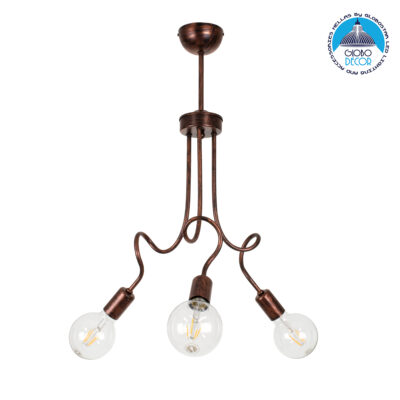 LEDTM® ASPECT 00788 Μοντέρνο Φωτιστικό Οροφής με Ντουί 3 x E27 AC 220-240V IP20 - Χάλκινο - Μ42 x Π42 x Υ60cm