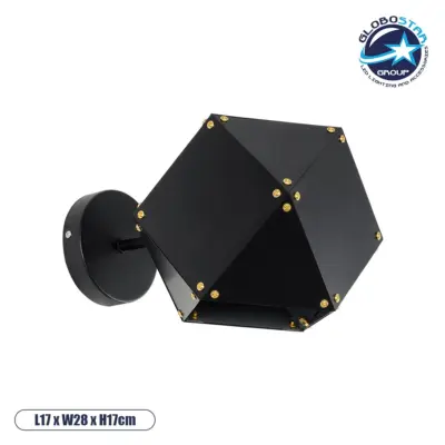LEDTM® WELLES 00794 Μοντέρνο Φωτιστικό Τοίχου - Απλίκα με Ντουί 1 x E14 AC 220-240V IP20 - Μαύρο - Μ17 x Π28 x Υ17cm