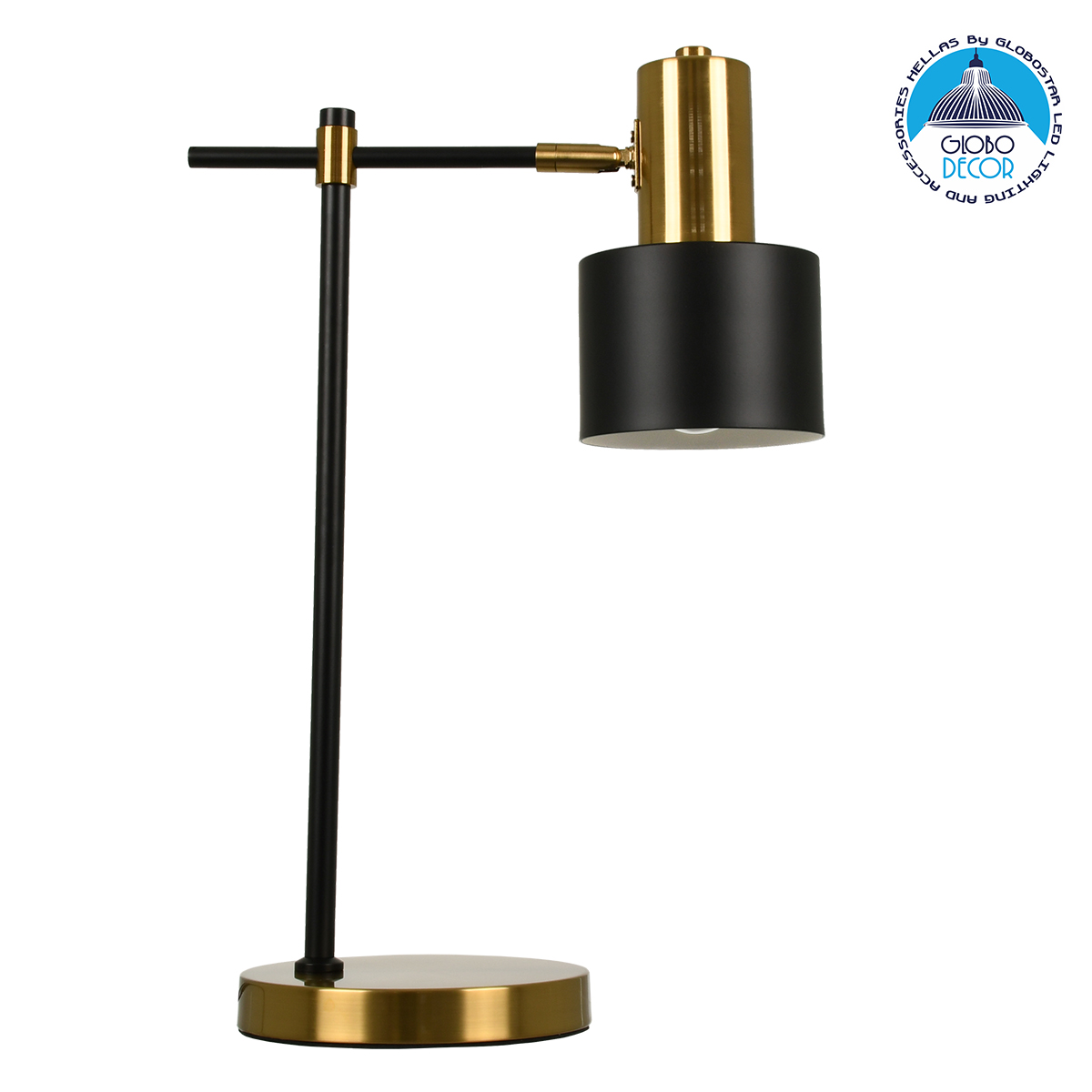 LEDTM® LETO 00835 Μοντέρνο Επιτραπέζιο Φωτιστικό Πορτατίφ με Ντουί 1 x E27 AC 220-240V IP20 - Μαύρο & Χρυσό - Μ18 x Π18 x Υ50.5cm