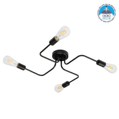 LEDTM® LIBERTA 00838 Vintage Φωτιστικό Οροφής με Ντουί 4 x E27 AC 220-240V IP20 - Μαύρο - Μ44.5 x Π44.5 x Υ12cm