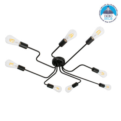 LEDTM® LIBERTA 00840 Μοντέρνο Φωτιστικό Οροφής με Ντουί 8 x E27 AC 220-240V IP20 - Μαύρο - Μ102 x Π72 x Υ10.5cm