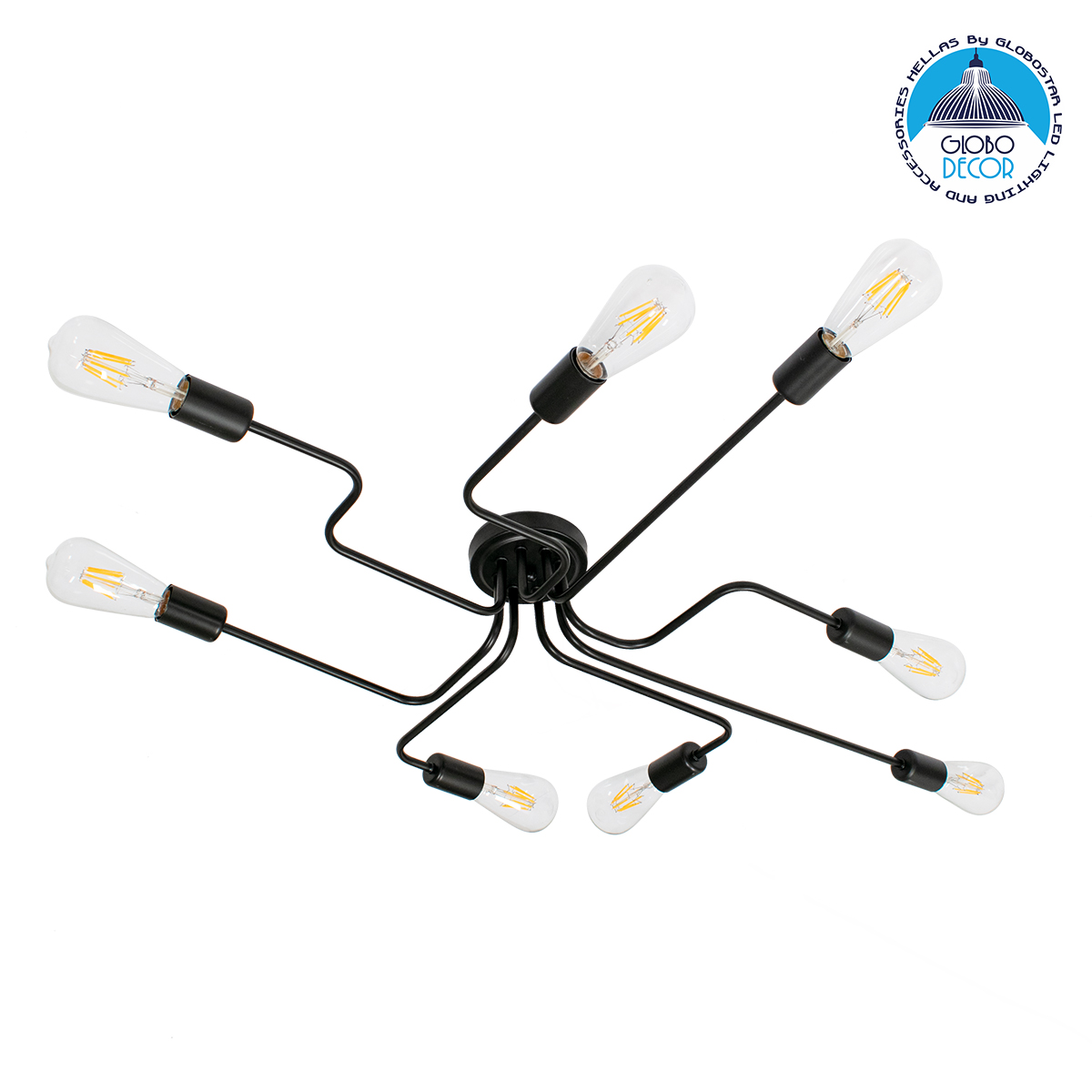 LEDTM® LIBERTA 00840 Μοντέρνο Φωτιστικό Οροφής με Ντουί 8 x E27 AC 220-240V IP20 - Μαύρο - Μ102 x Π72 x Υ10.5cm
