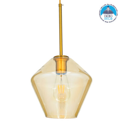LEDTM® AMARIS 00869 Μοντέρνο Κρεμαστό Φωτιστικό Οροφής με Ντουί 1 x E27 AC 220-240V IP20 - Χρυσό & Μελί - Μ22 x Π22 x Y22cm
