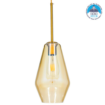 LEDTM® AMARIS 00871 Μοντέρνο Κρεμαστό Φωτιστικό Οροφής με Ντουί 1 x E27 AC 220-240V IP20 - Χρυσό Πλατίνα & Μελί - Μ17 x Π17 x Υ30cm