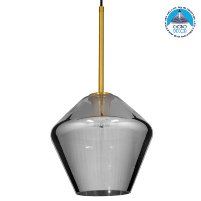 LEDTM® AMARIS 00872 Μοντέρνο Κρεμαστό Φωτιστικό Οροφής με Ντουί 1 x E27 AC 220-240V IP20 - Χρυσό Πλατίνα & Μαύρο Φιμέ - Μ22 x Π22 x Y22cm