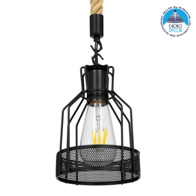 LEDTM® MASON 00881 Vintage Κρεμαστό Φωτιστικό Οροφής με Ντουί 1 x E27 AC 220-240V IP20 - Μαύρο & Μπεζ - Μ15 x Π15 x Υ24cm