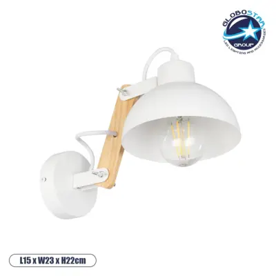 LEDTM® GRANT 00903 Μοντέρνο Φωτιστικό Τοίχου - Απλίκα με Ντουί 1 x E27 AC 220-240V IP20 - Λευκό & Μπεζ - Μ15 x Π23 x Υ22cm