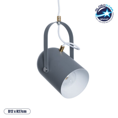 LEDTM® HAZEL 00925 Μοντέρνο Κρεμαστό Φωτιστικό Οροφής με Ντουί 1 x E27 AC 220-240V IP20 - Γκρι & Χρυσό - Μ12 x Π12 x Υ27cm