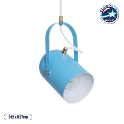 LEDTM® HAZEL 00927 Μοντέρνο Κρεμαστό Φωτιστικό Οροφής με Ντουί 1 x E27 AC 220-240V IP20 - Γαλάζιο & Χρυσό - Μ12 x Π12 x Υ27cm