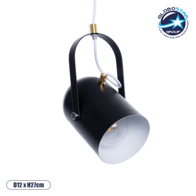 LEDTM® HAZEL 00930 Μοντέρνο Κρεμαστό Φωτιστικό Οροφής με Ντουί 1 x E27 AC 220-240V IP20 - Μαύρο & Χρυσό - Μ12 x Π12 x Υ27cm