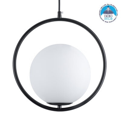 LEDTM® MADRID 00931 Μοντέρνο Κρεμαστό Φωτιστικό Οροφής με Ντουί 1 x E27 AC 220-240V IP20 - Μαύρο & Λευκό - Μ30 x Π20 x Υ30cm